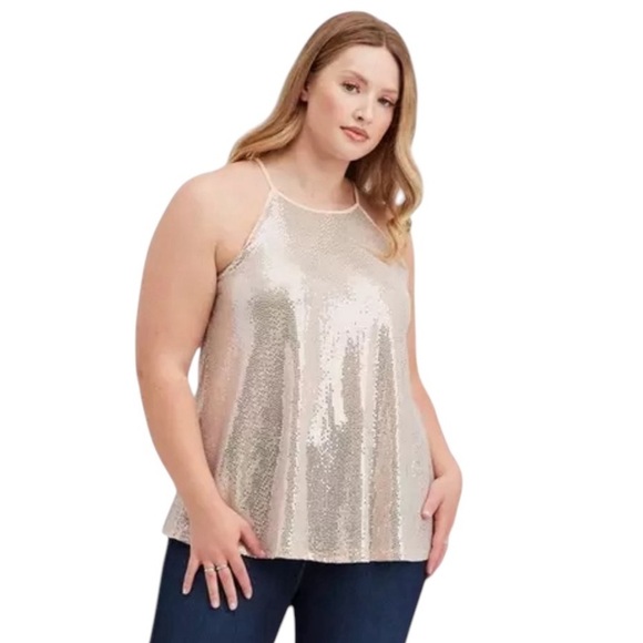 Torrid Sequin High Neck Tank Top - Picture 1 of 10